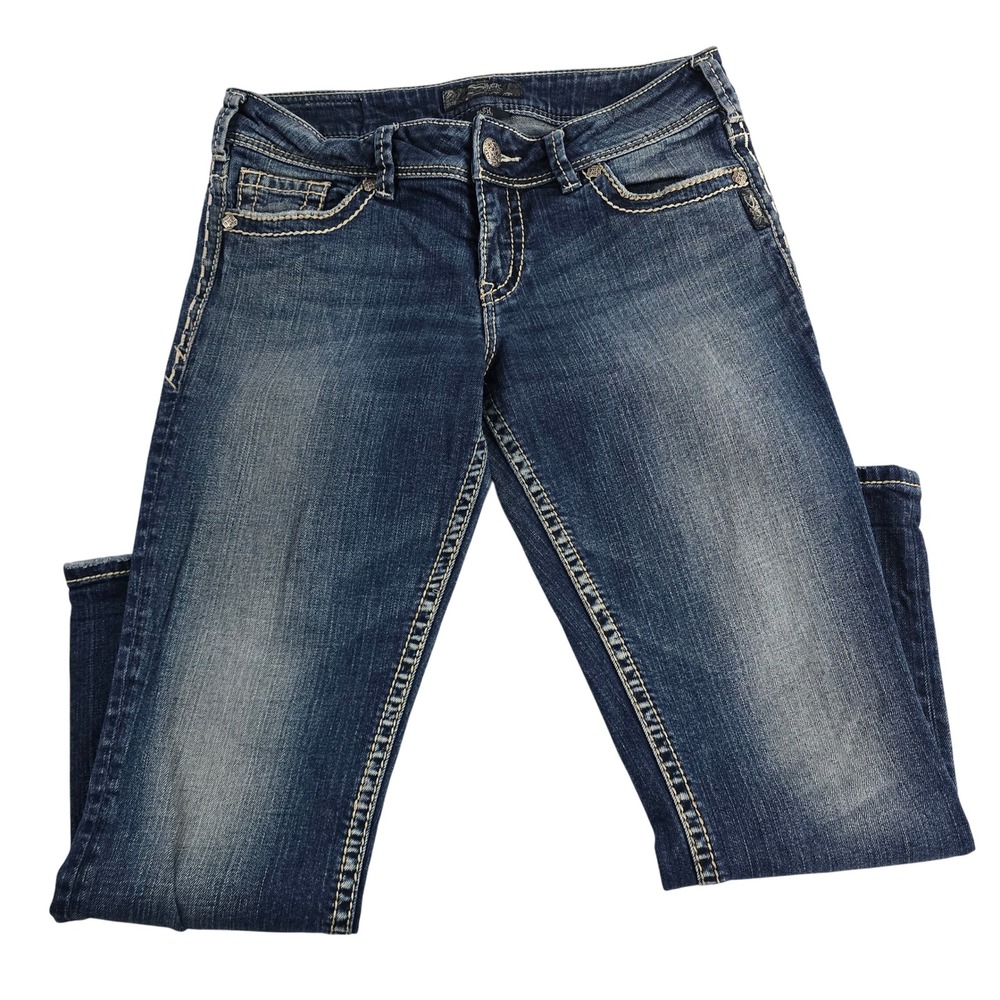 Silver Jeans Co Suki Capri Womens Jeans Size 29 Dark Wash Denim Embellished‎